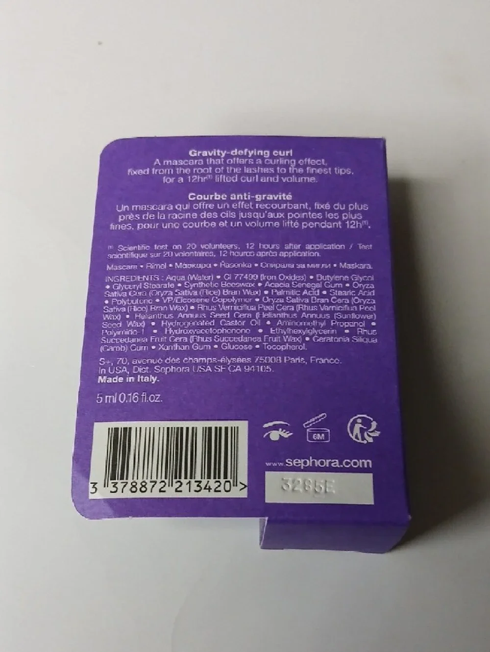 Sephora Mini Mascara 5ml Curling 12hr Lifted Curl And Volume Black